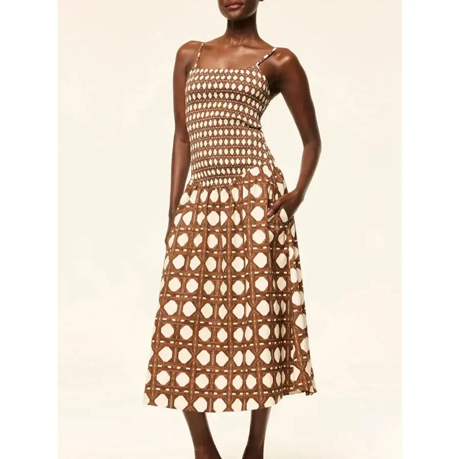 Geometric Pattern Cami Midi Dress