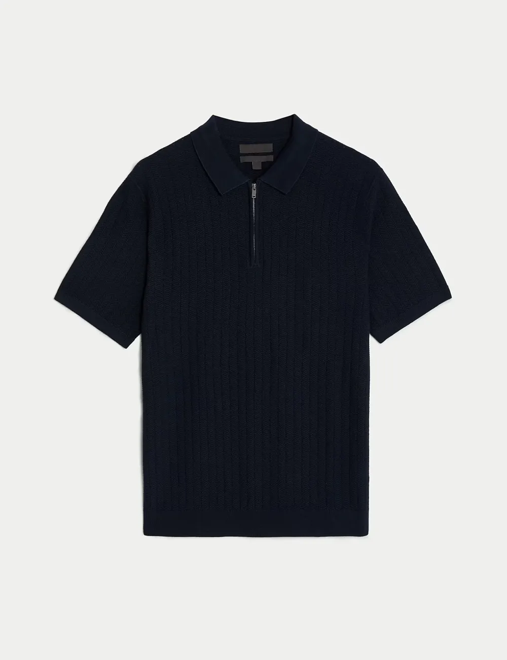 Men's Pink Textured Knit Quarter Zip Polo