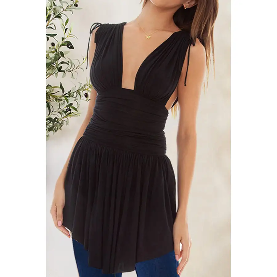 Wide-Strap Ruched Tank Top