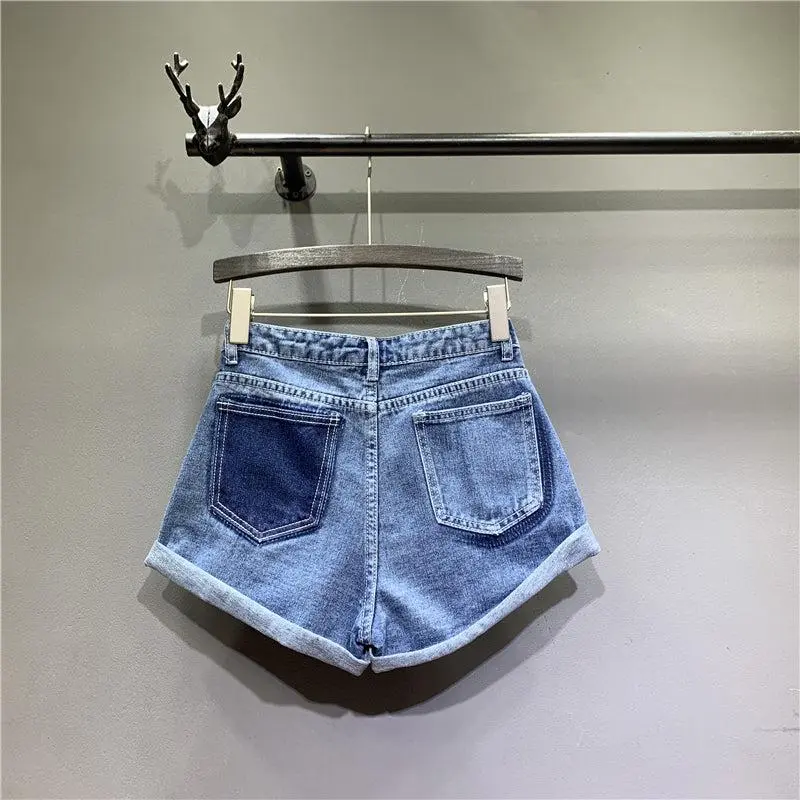 Contoured Pocketed Shorts Denim Pants