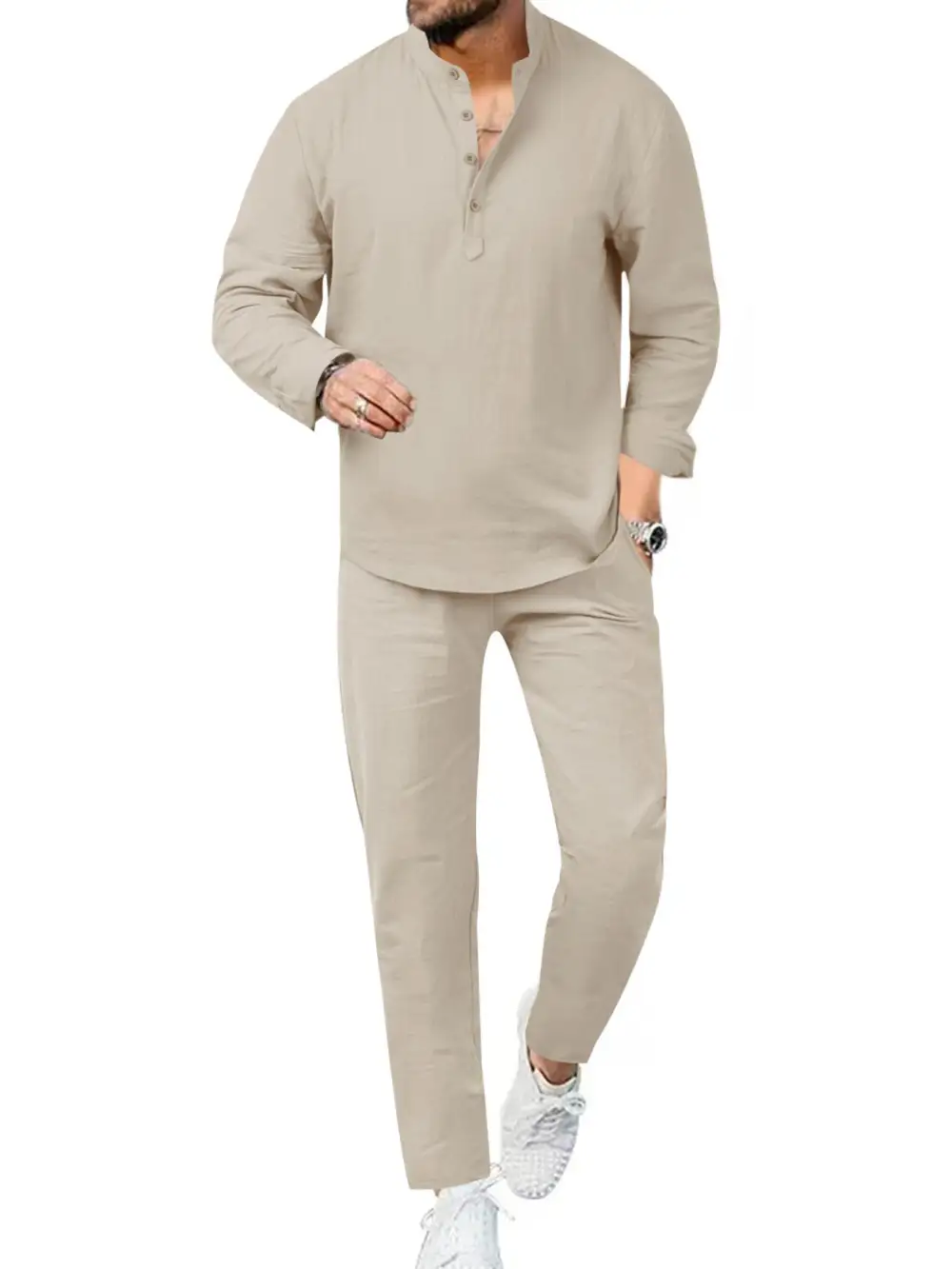 Men's Full Size Casual Long Sleeve Shirt and