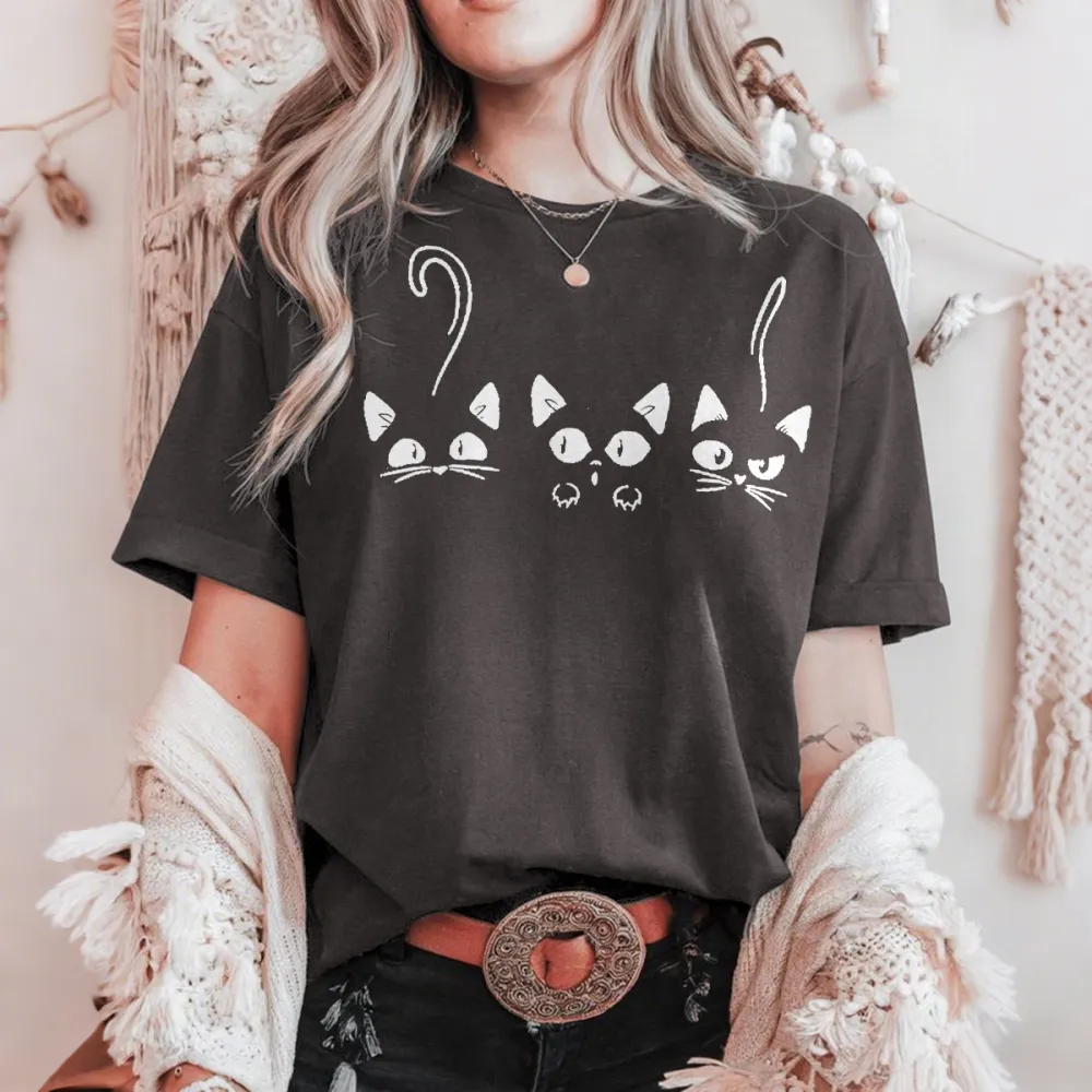 Women's Cat Peeking Graphic Short - Sleeve