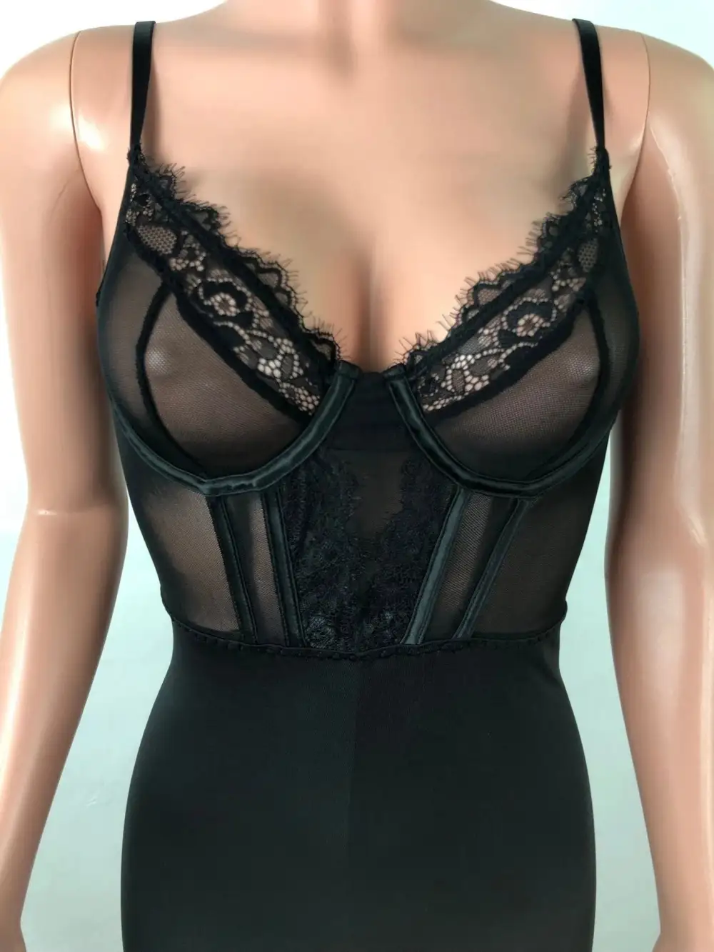 Lace Bustier Romper with Intricate Detailing and Adjustable Straps