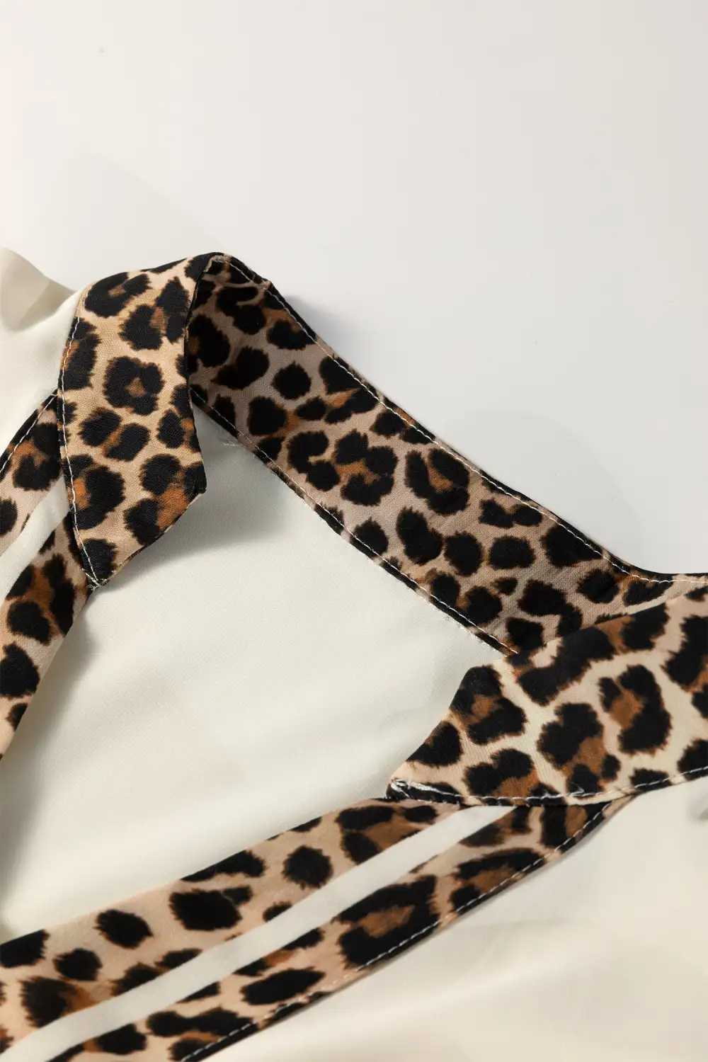 Leopard Print Patchwork Short Sleeve Blouse