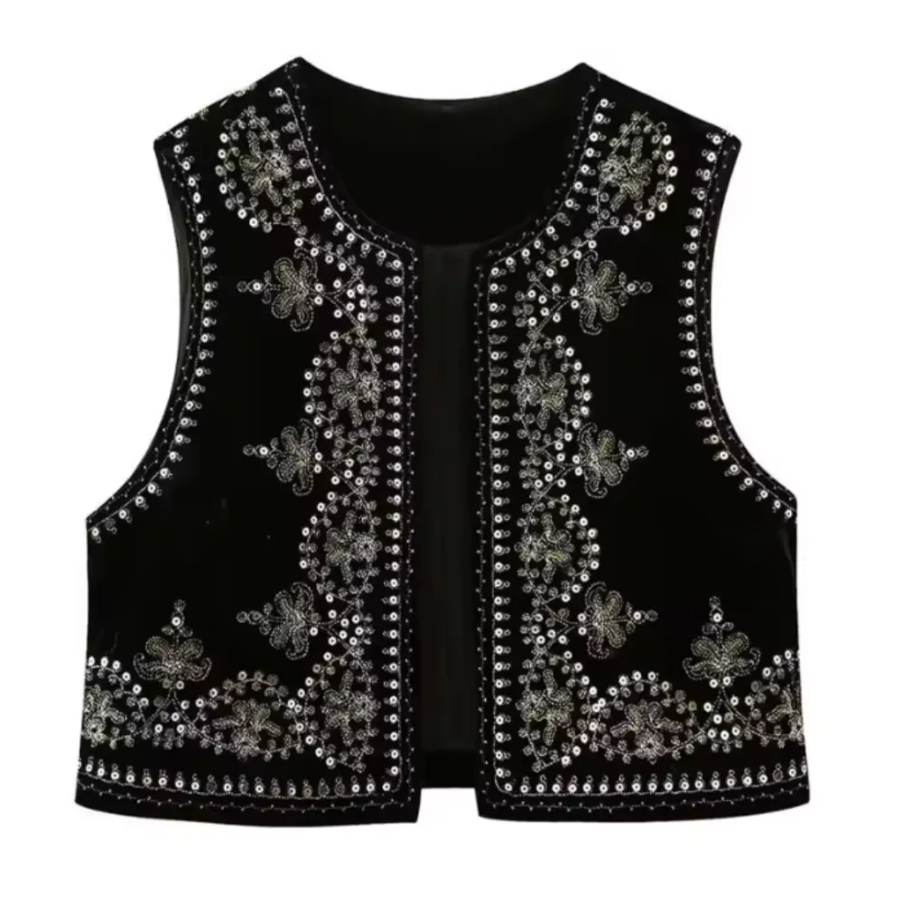 Embroidered Casual Sleeveless Vest