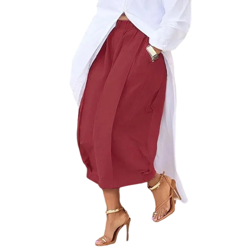 Women's Loose Multicolor Cropped&Long Trousers 100% Cotton Soft Summer&Autumn/Winter Comfortable Breathable Fabric Elastic Waistband Lantern Pants with Pockets Casual Style Bottoms Outfit Soft