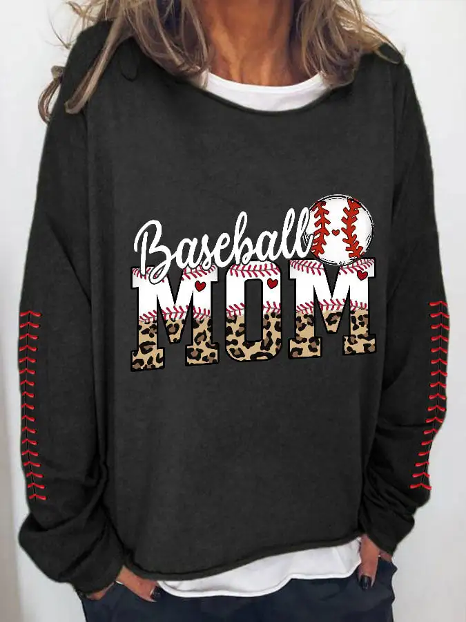 Women's Baseball Mom Casual Printed Sweater