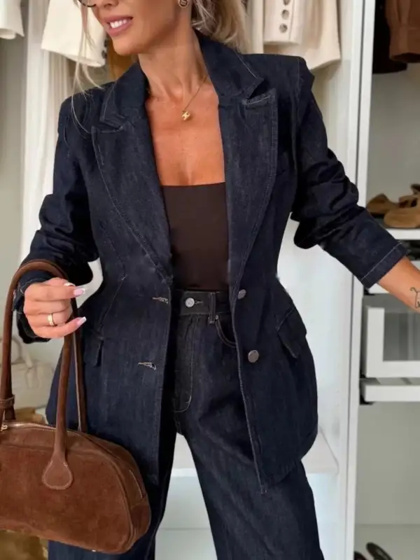 Single Breasted Washed Denim Blazer