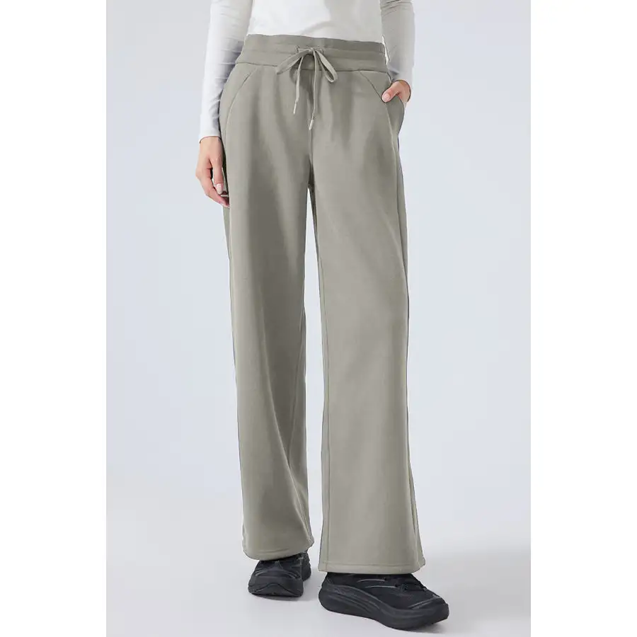 Feminine Drawstring Wide Leg Pants