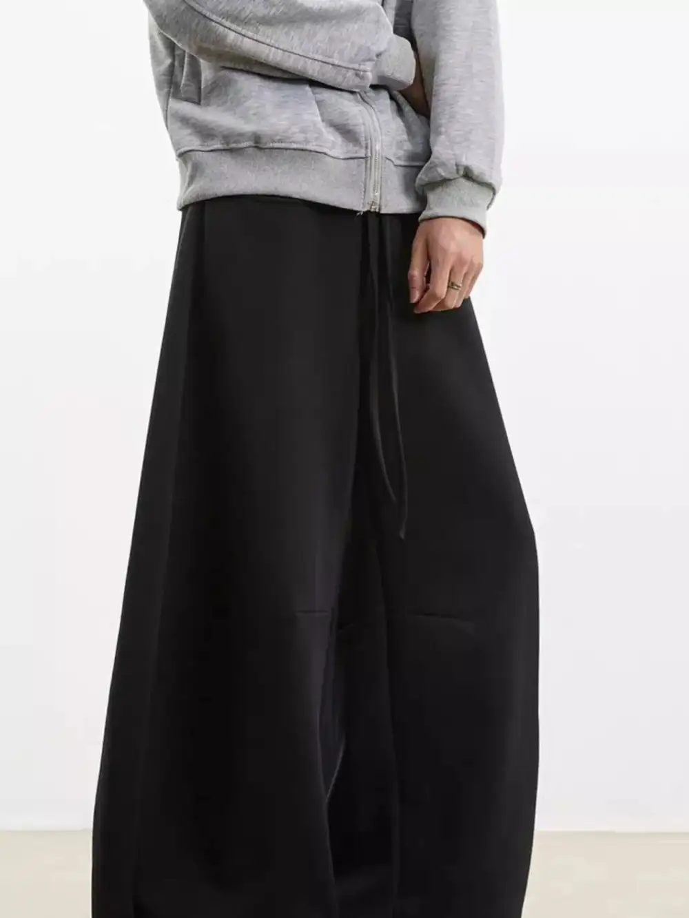 Textured Men's Plus Size Drawstring Wide Leg Pants