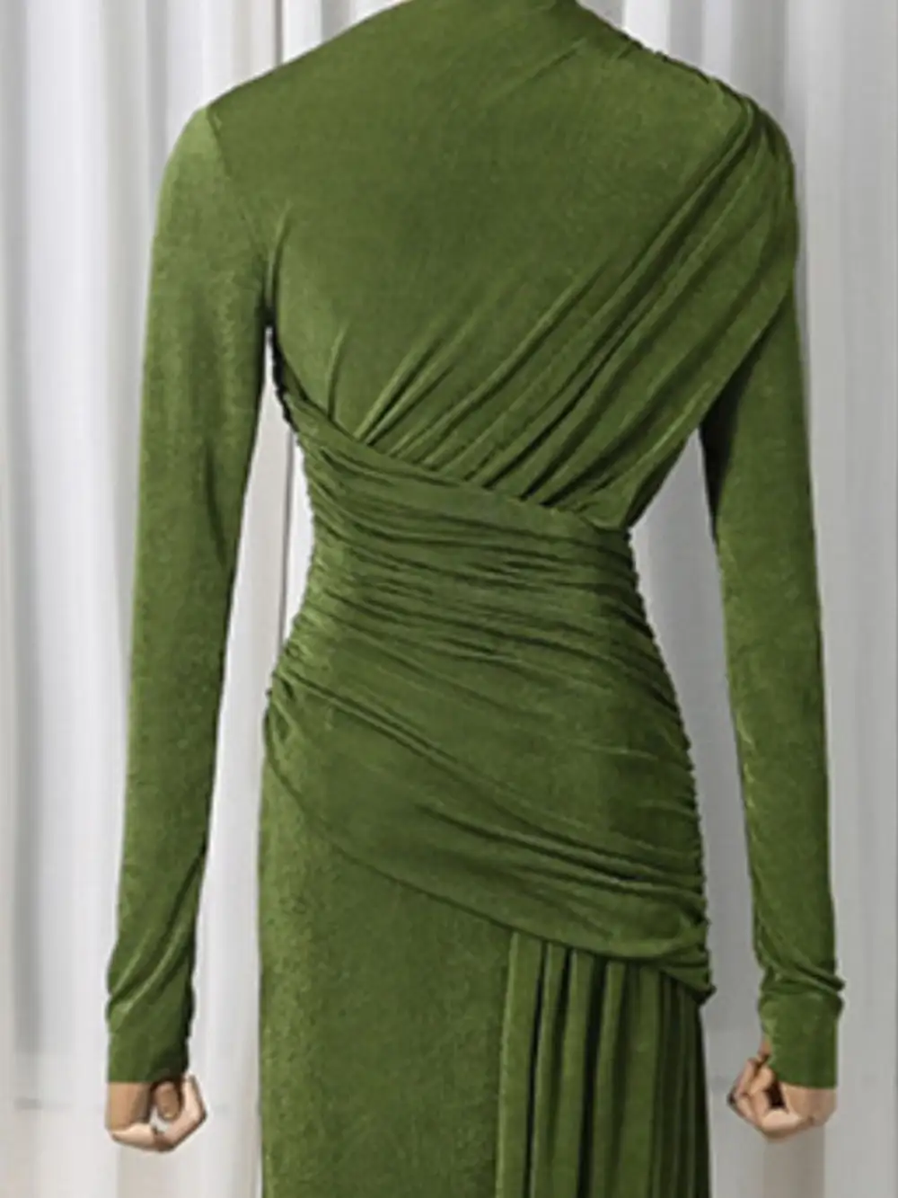 Drape Ruched Long Sleeve Maxi Dress