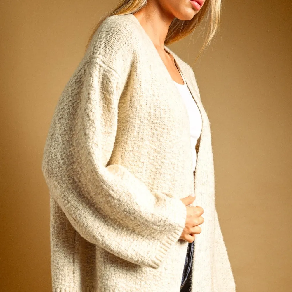 Relaxed Open Front Cardigan