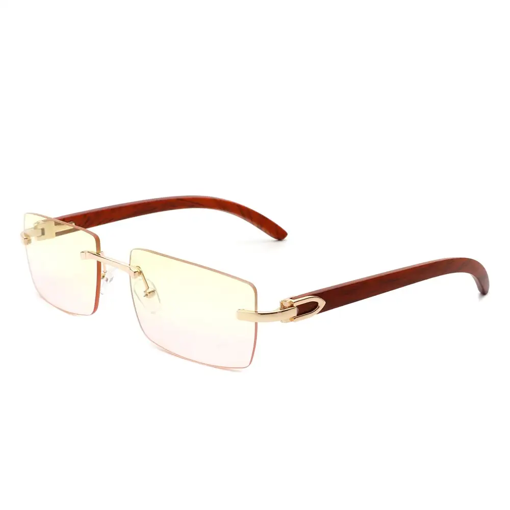 Rectangle Rimless Frame Sunglasses