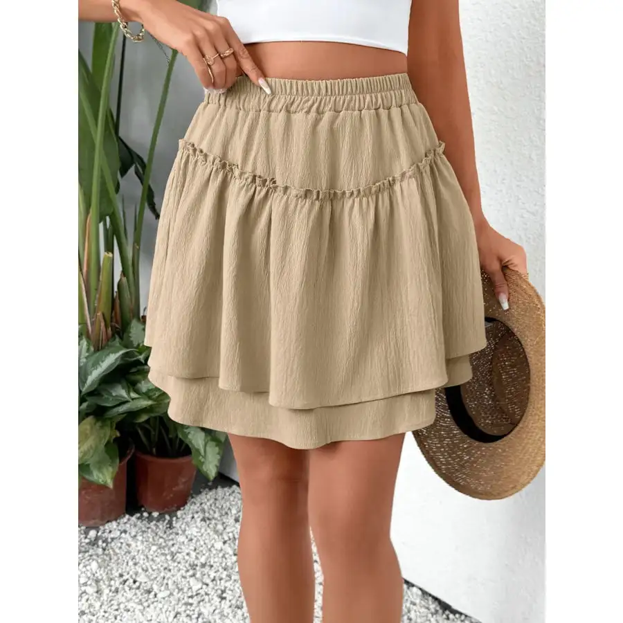 Elastic Waist Layered Skirt