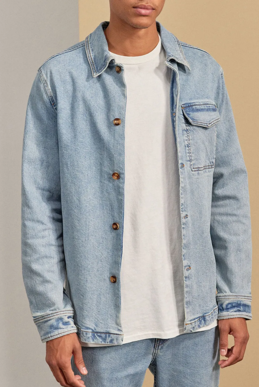 Light Blue Denim Button Down Overshirt