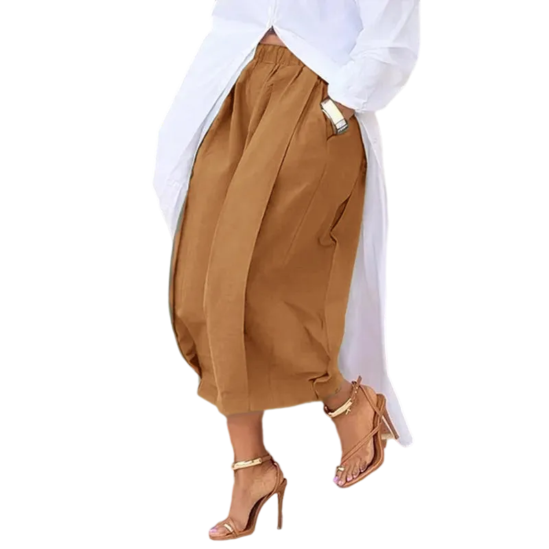 Women's Loose Multicolor Cropped&Long Trousers 100% Cotton Soft Summer&Autumn/Winter Comfortable Breathable Fabric Elastic Waistband Lantern Pants with Pockets Casual Style Bottoms Outfit Soft