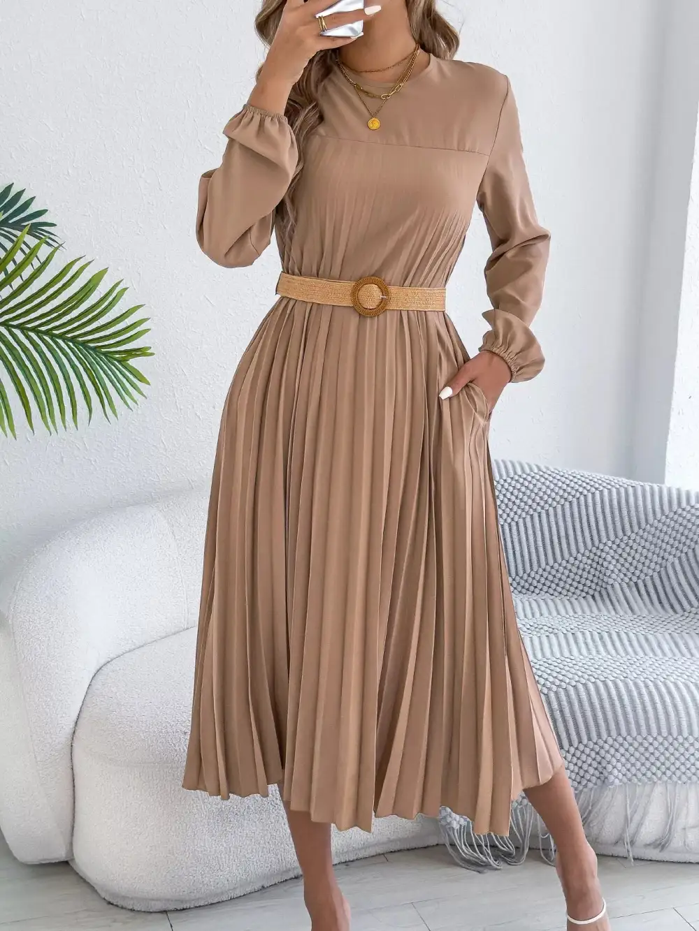 Pleated Midi Dress