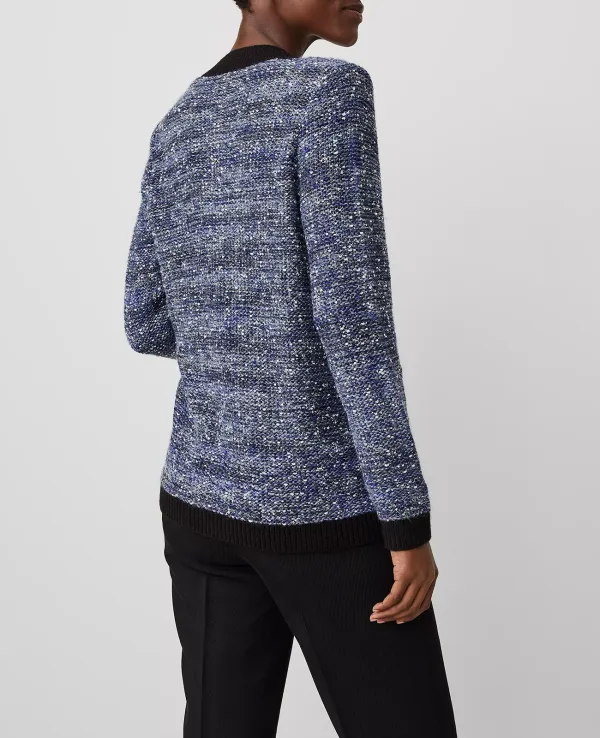 Tweedy Texture Button Trim Jacket