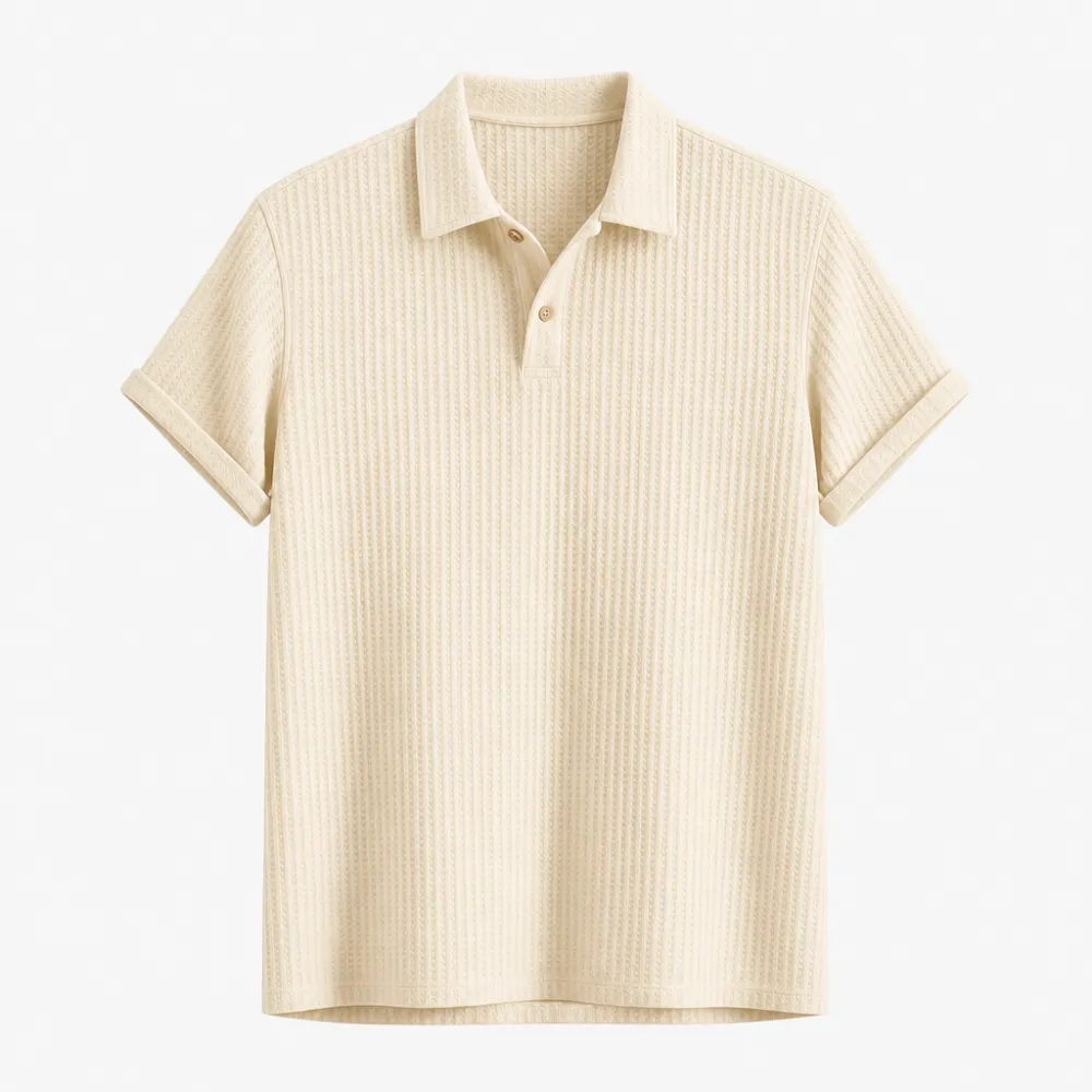 Men’s Waffle Textured Short Sleeve Polo Shirt