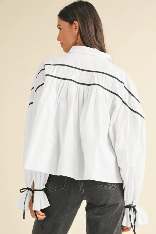 Ruffle Sleeve Puff Sleeve Casual Shirt