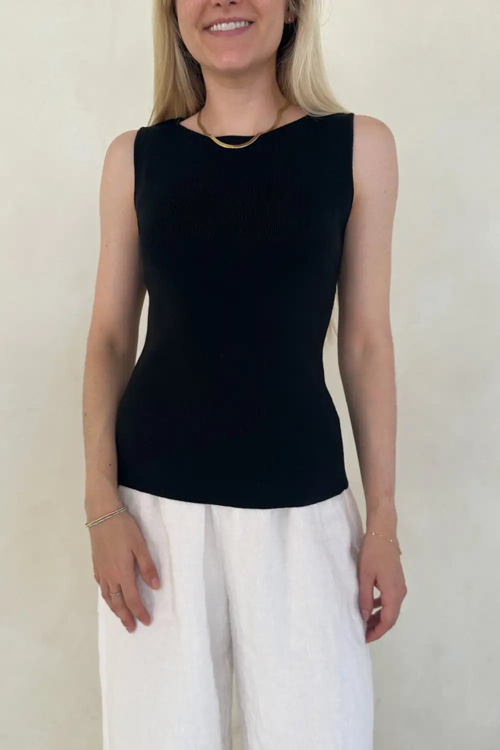 Soft Boat Neck Sleeveless Top
