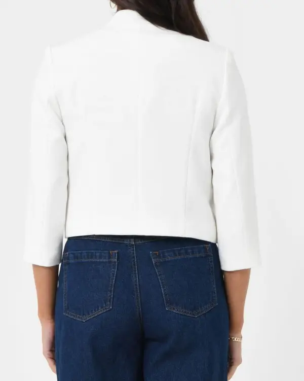 Collarless Crop Jacket -Lvory