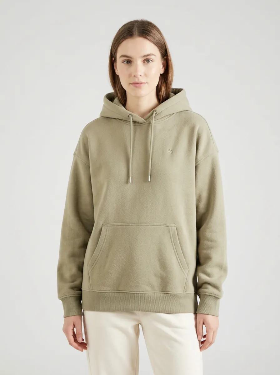 Women's Minimalist Olive Green Embroidered Logo Hoodie