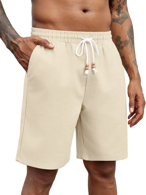 Men's Casual Drawstring Linen Blend Shorts
