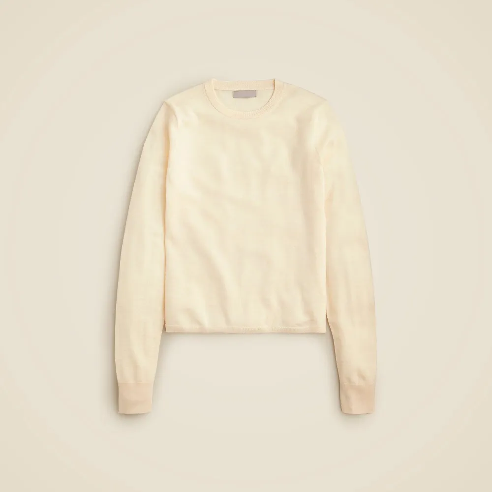 Ribbed Cashmere Solid Color Short Crew Neck Sweater