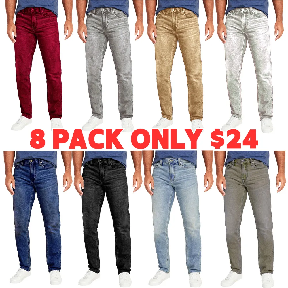 Men's Flex Stretch Slim Straight Jeans Classic Denim Menswear