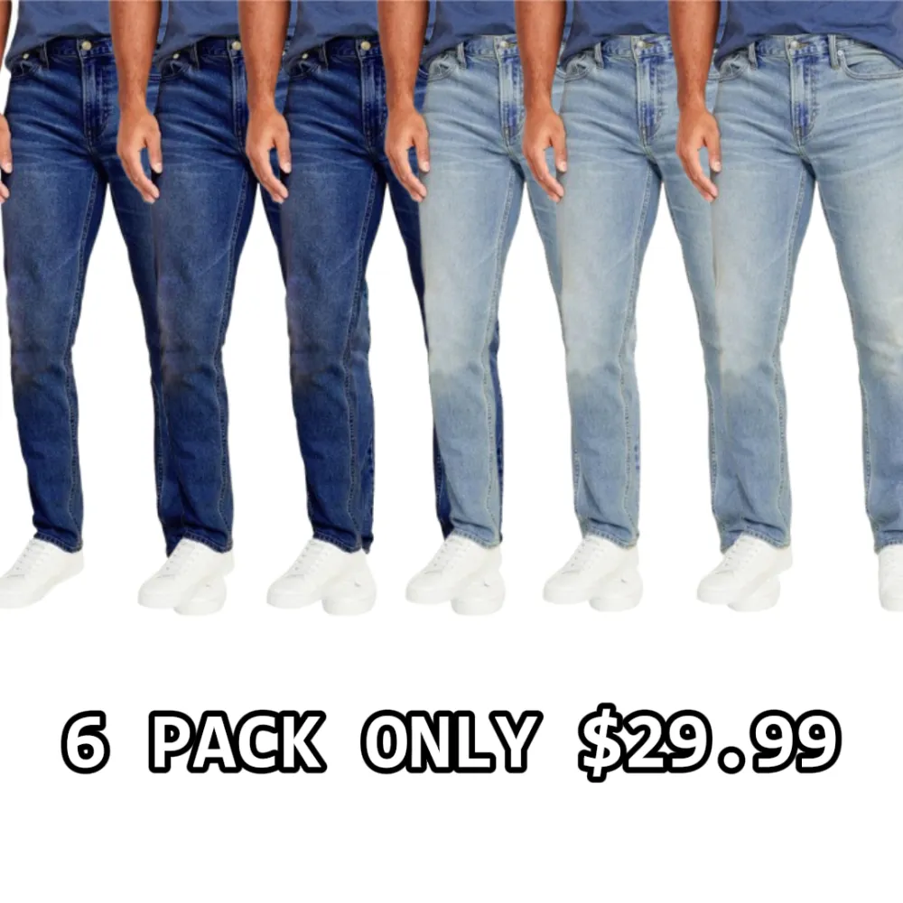 Men's Flex Stretch Slim Straight Jeans Classic Denim