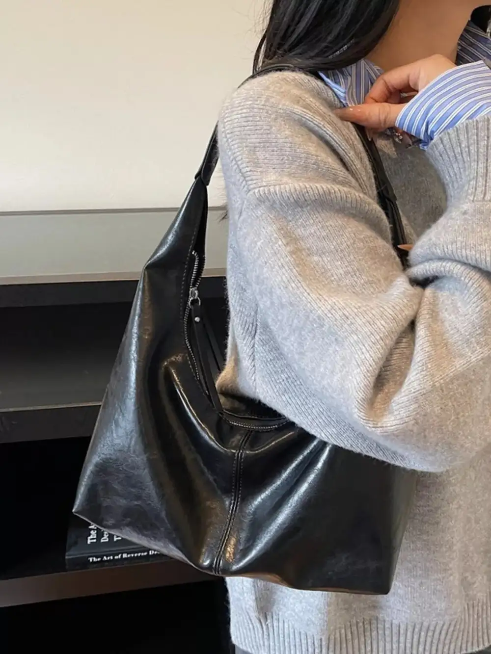 Soft Hobo Faux Leather Shoulder Bag