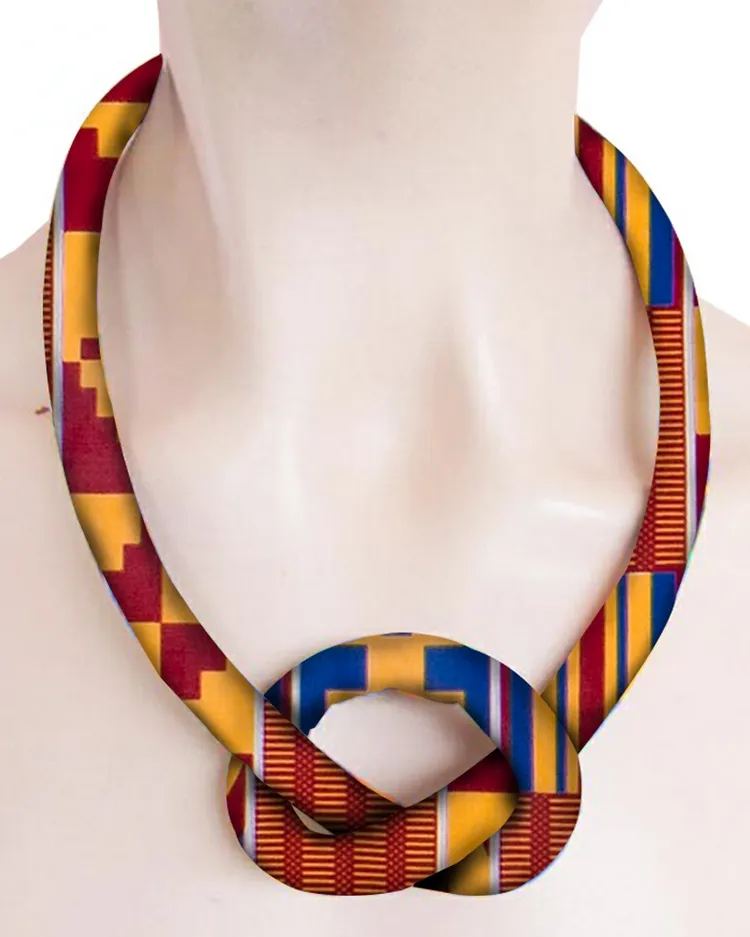 Handmade Ankara Print Cotton Cord Necklace