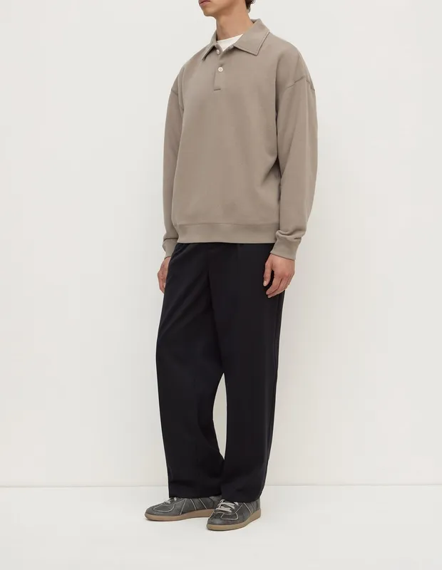 Ash Gray Fleece Polo Sweatshirt