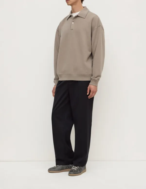 Ash Gray Fleece Polo Sweatshirt