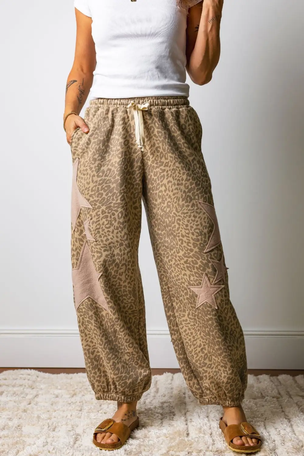 Energy Active Leopard Print Drawstring Pants