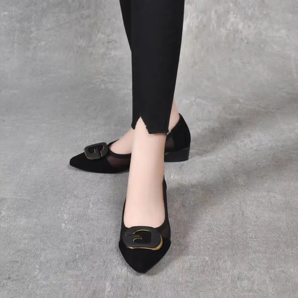 Buckle Strap Metallic Accent Evening Ready Pumps