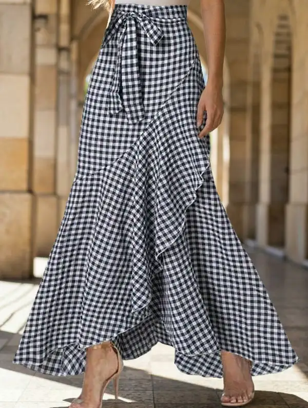 Ruffle Hem Irregular Maxi Skirt