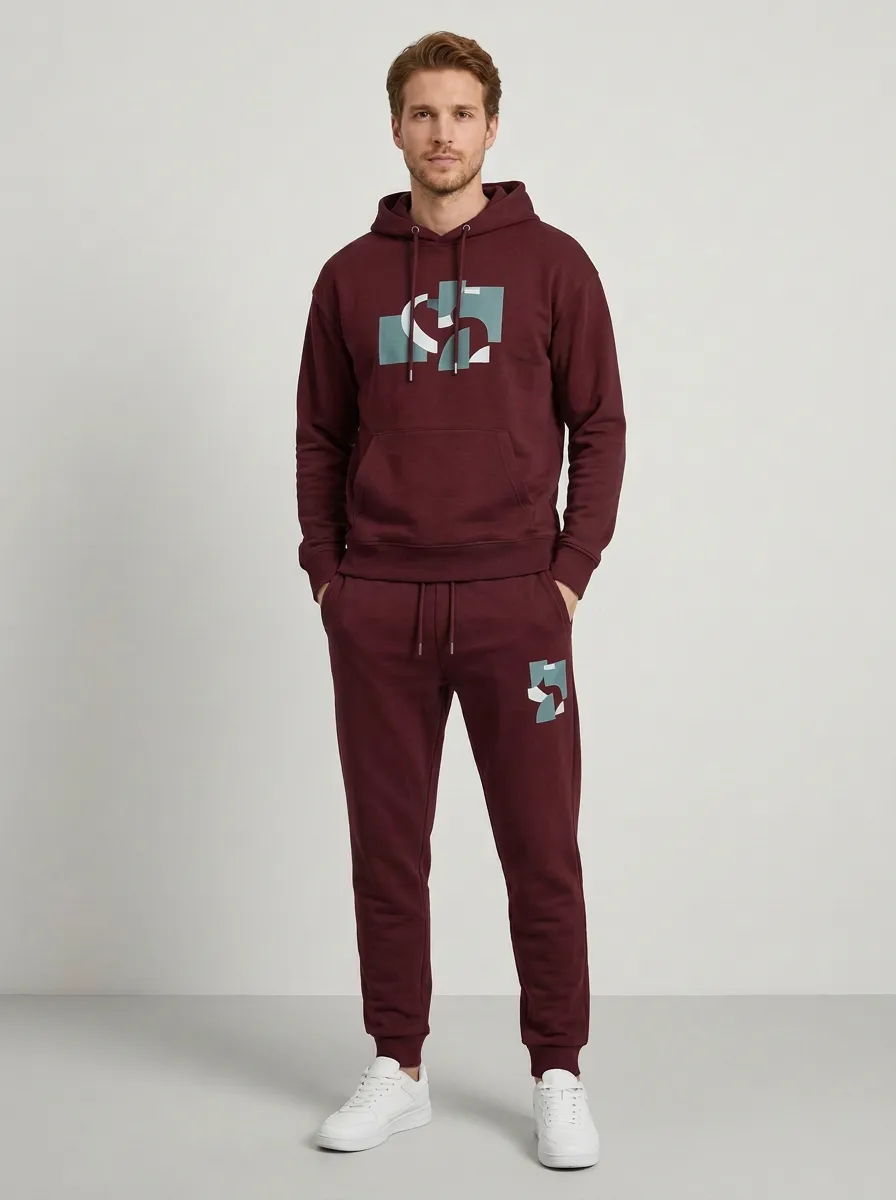 Men's Geometric Abstract Print Navy Printed Tracksuit