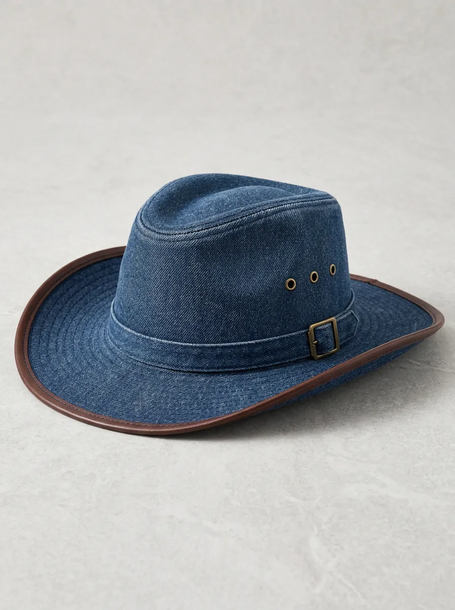 Classic Leather Look Wide Brim Breathable Men's Cowboy Hat