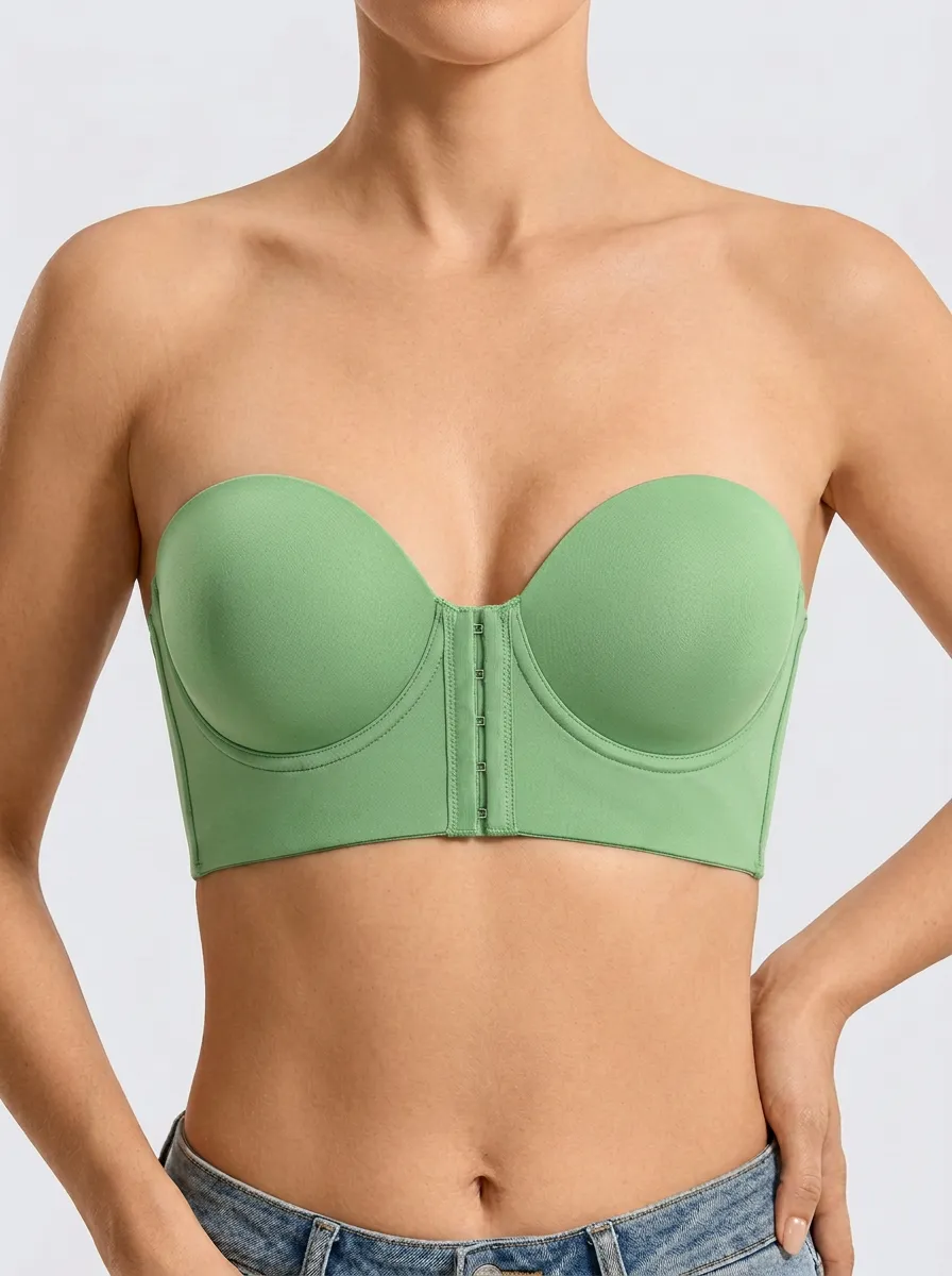 Women's Multi-Clasp Front-Closure Bustier Bra