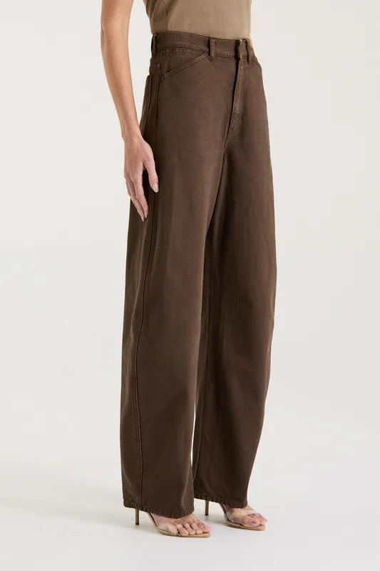 Chocolate High-Rise Bow Leg Jean