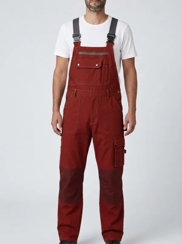 Men's Versatile Multi-Pocket Cargo Bib Work Overalls