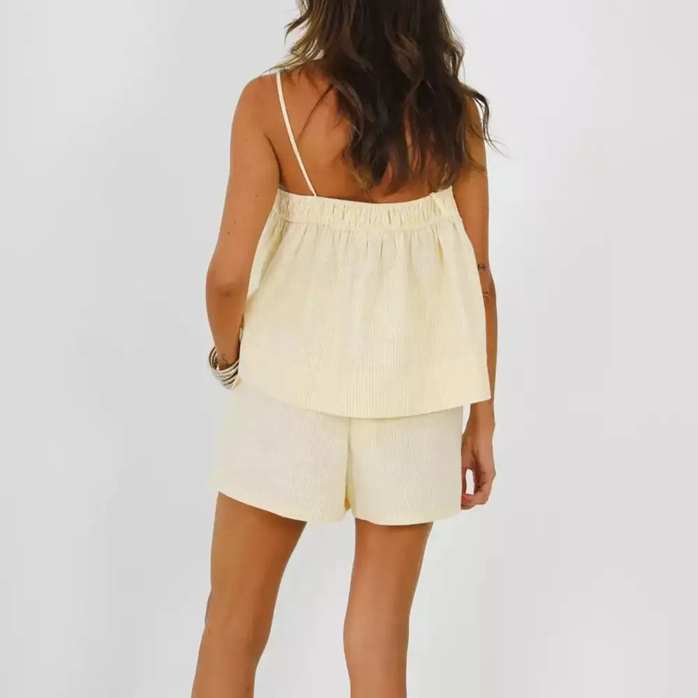 Striped Babydoll Top and Boxer Shorts Lounge Set