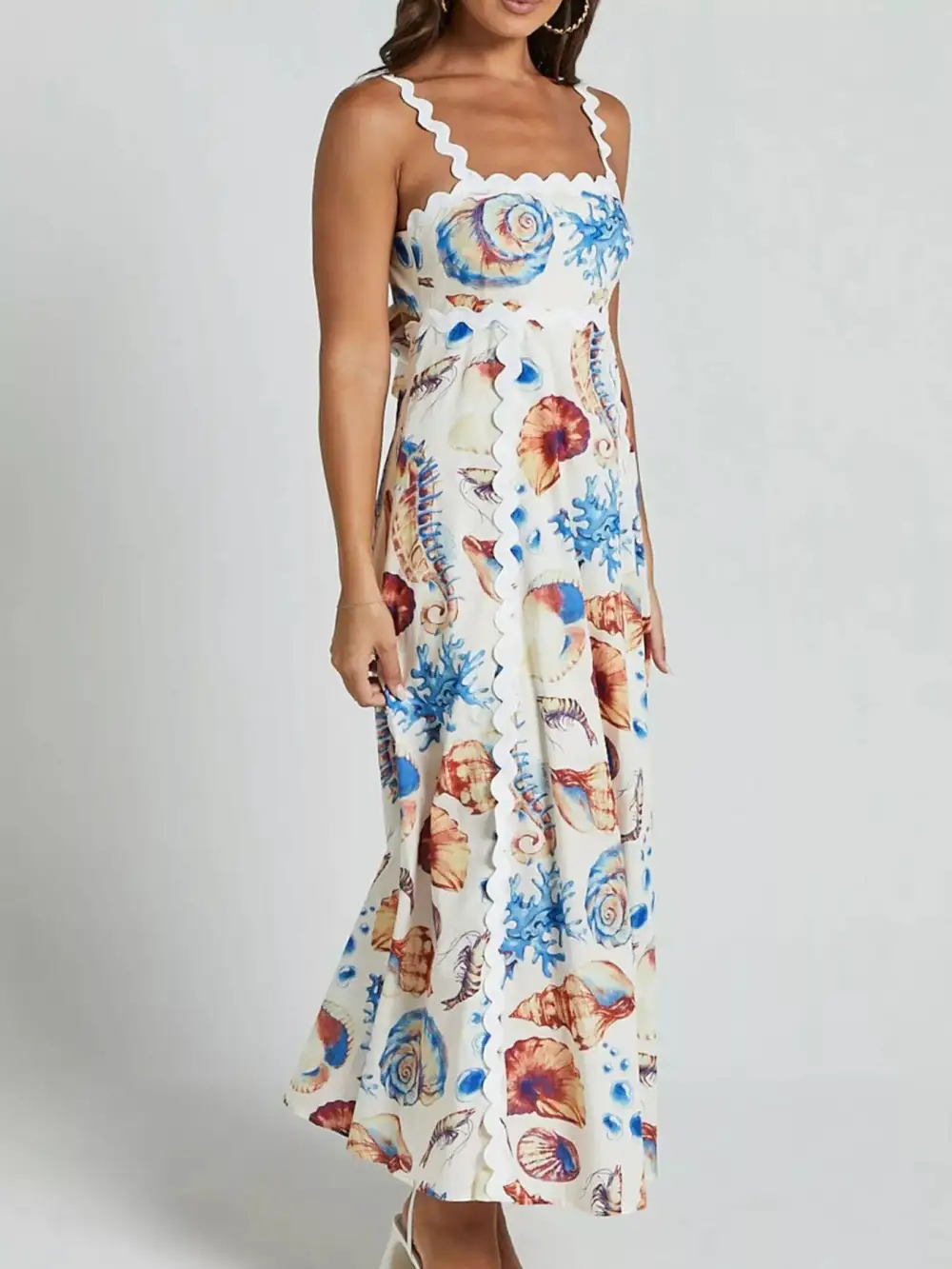 Clean Line Printed Midi Dress