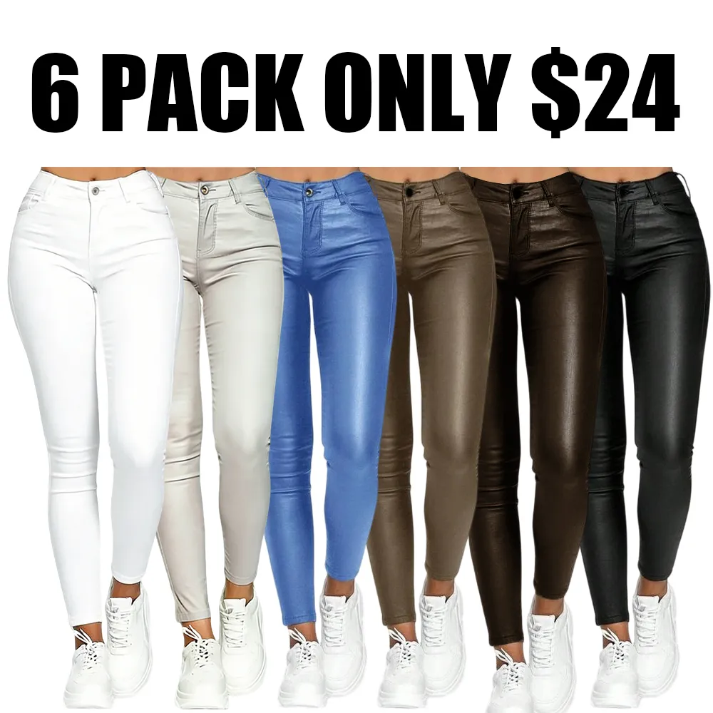 Women's Minimalist Street Plain High Waist Skinny Pants
