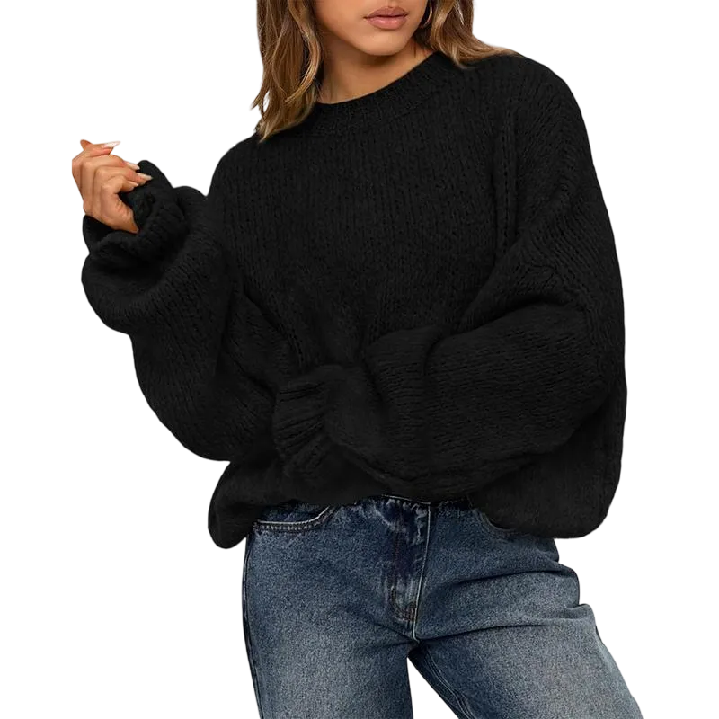 Women's Oversized Sweater Crewneck Long Sleeve