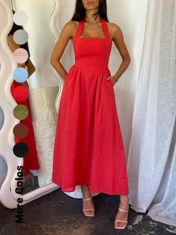 4PACK-Solid Color Sleeveless Dress