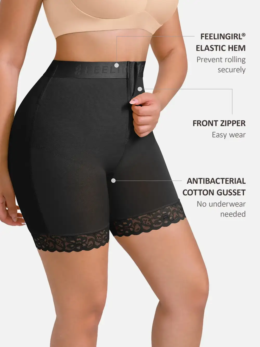 Front Zip Shaping Shorts