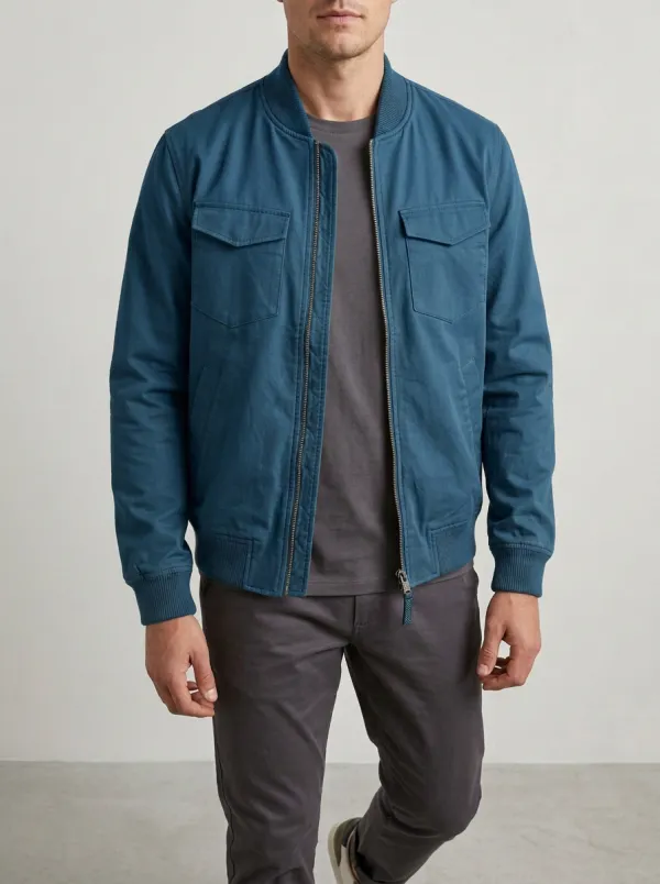 Military Zip Bomber Collar Jacket